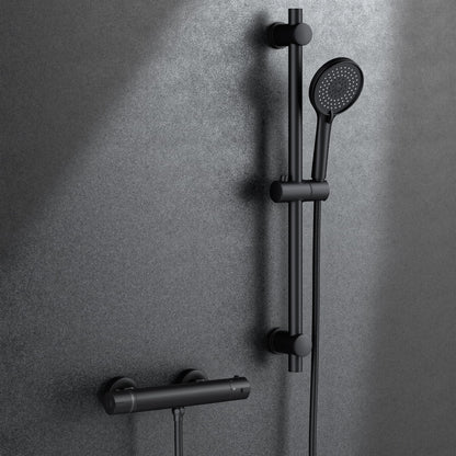MORADO Duschsystem Thermostat – Schwarz mit Brausegarnitur