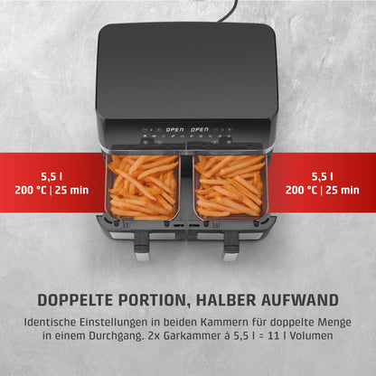 CASO AirFry DuoChef Heissluftfritteuse – 2in1 Air Fryer 14L Ofen