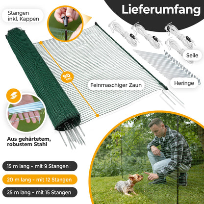 NATURIZ® Mobiler Hundezaun Camping 20m - 90cm ohne Strom
