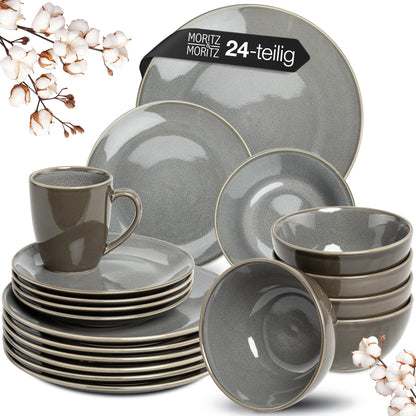 Moritz & Moritz SENSE 24-tlg. Geschirrset 6 Personen Grau