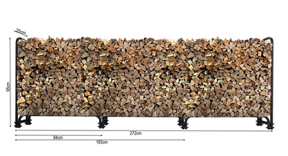 QUICK STAR Metall Kaminholzregal Anthrazit 272x25x95 cm