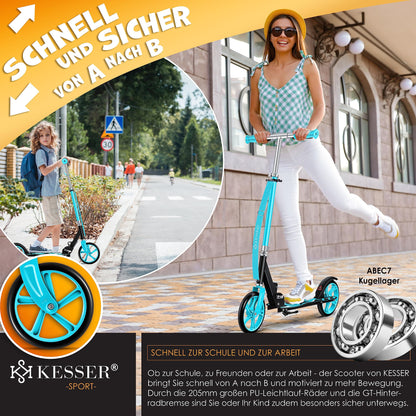 KESSER® Klappscooter Cityroller für jedes Alter - Dino Türkis