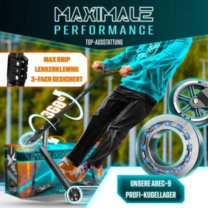 KESSER Stunt Scooter X-Limit Robuster Stuntscooter - Schwarz