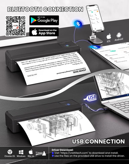 vretti P83 Mobiler Thermodrucker A4 mit Bluetooth und USB-C