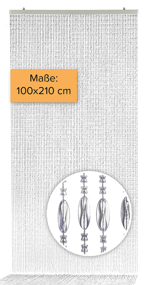 Kobolo Perlenvorhang Diamonds 100x210cm, transparent, 80 Stränge als Türvorhang und Insektenschutz