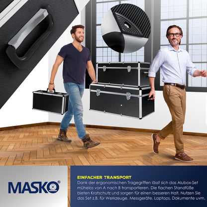 Masko® 3er SET Alu Boxen – Robuste Transport- & Lagerkisten