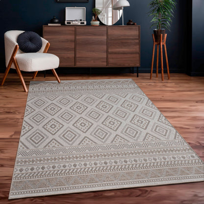 Paco Home Outdoor Teppich Boho Flachgewebe Beige 160x220 cm