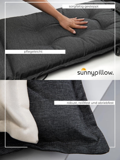 sunnypillow Gartenstuhlauflage Hochlehner 2er-Set, Anthrazit