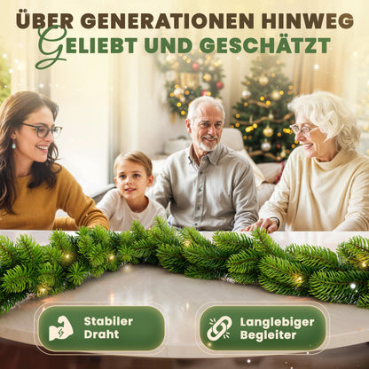 ArtiTree Naturgetreue Weihnachtsgirlande Tannengirlande – 5m LED Grün