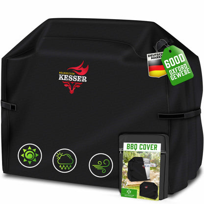 KESSER Grillabdeckung 600D Oxford wetterfest 163 x 61 x 122 cm schwarz mit Klettverschlüssen und Griffen