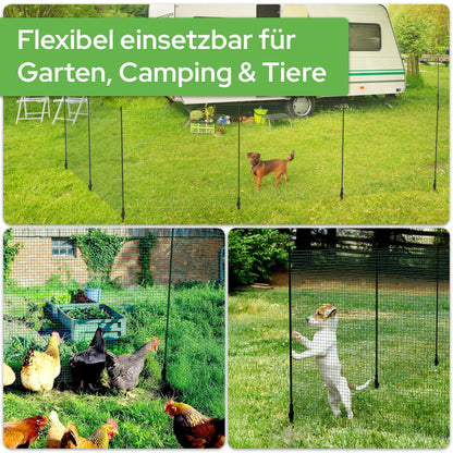 Arebos Begrenzungszaun 15 m, mobiler Gartenzaun mit 9 Pfosten