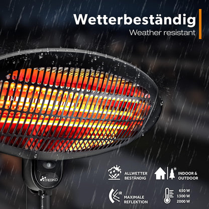 TRESKO Infrarot Stand-Heizstrahler 2000W - Terrassenstrahler