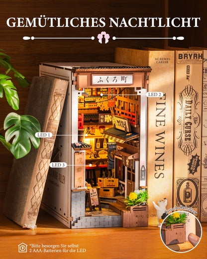 Rolife Book Nook Sakura Wine Alley – DIY Miniaturhaus mit LED-Licht