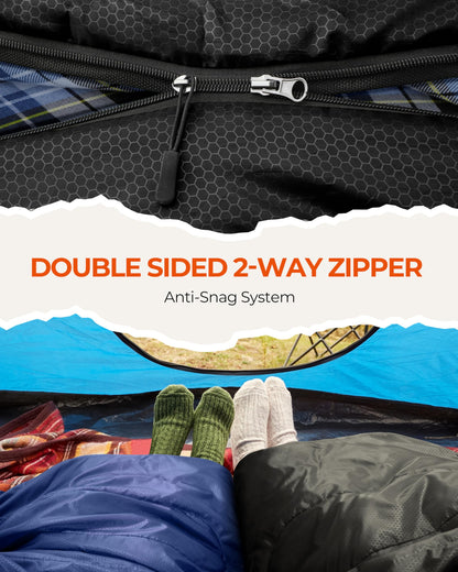 Sportneer Flanell-Schlafsack mit abnehmbarer Kapuze, 220 x 85 cm