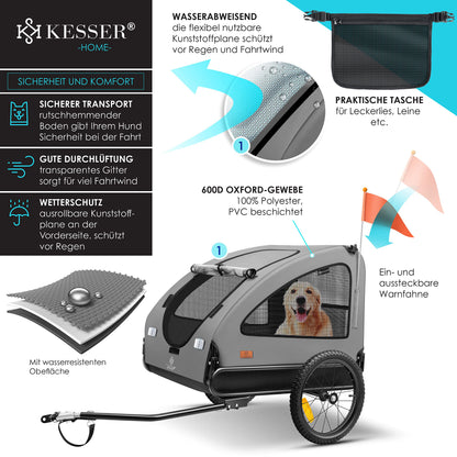 KESSER® Boxer 2-in-1 Fahrradanhänger Buggy - Grau, Gross