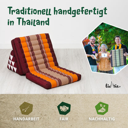 Livasia Thaikissen Dreieckskissen Klappmatratze - Orange 175cm