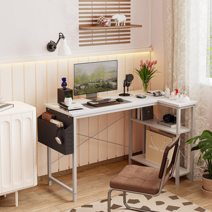 BEXEVUE L-förmiger Gaming Tisch 120x70 cm – Weiss, umkehrbar