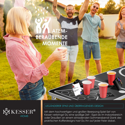 KESSER Beer Pong Tisch Set – Klappbar, höhenverstellbar, mit Kartenspiel