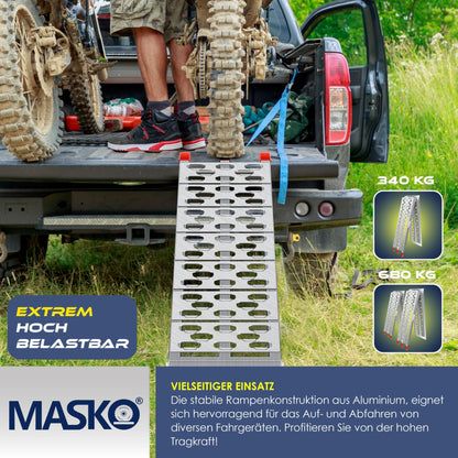 MASKO Auffahrrampe ALU Faltbar Verladerampe 340kg - Silber