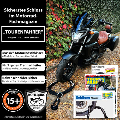 KOHLBURG Alcatraz Motorrad Sicherheits Kettenschloss - 150cm VdS