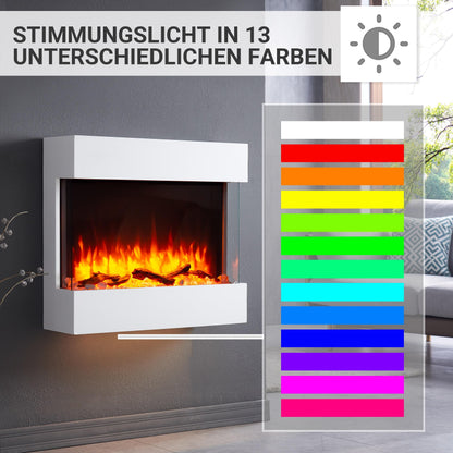BALDERIA Alva elektrischer Wandkamin Heizfunktion – Weiss