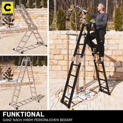 CRAFTFULL Aluminium Mehrzweckleiter CF-104A - 4x4 Sprossen Silber