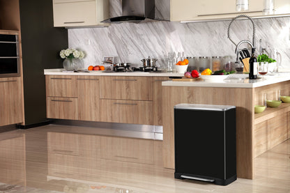 EKO E-Cube Tretmülleimer 50L Metall mit Dämpfer-System, matt schwarz