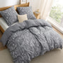 BEDSURE Bettwäsche Set 4teilig, Baumwolle Grau, 135x200 cm, Wendebettwäsche mit Blumenmuster