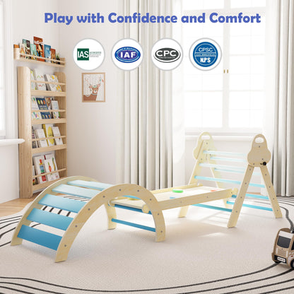 Puecrof 7-in-1 Montessori Kletterdreieck Kletterspielzeug – Blue