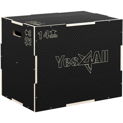 Yes4All CFL8 3in1 Plyo Box aus Holz – 40.6x35.5x30.4 cm: Holz-Plyo Box. Ideal für plyometrisches Training in 3 Höhen.