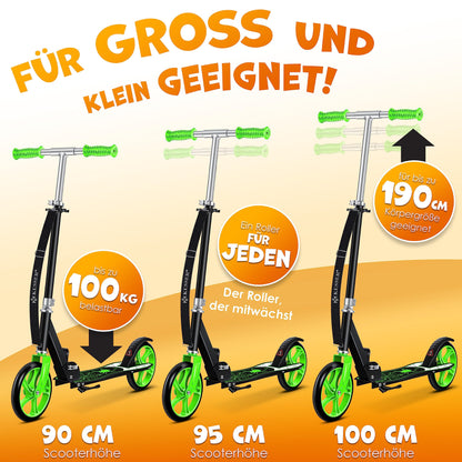 KESSER® Spider Kickscooter Klappbar Höhenverstellbar - Grün