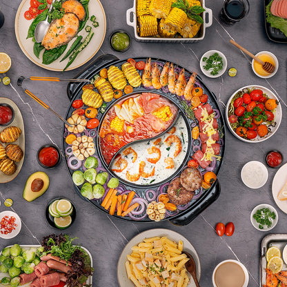 Food Party Hot Pot und Tischgrill Elektrisch – XXL für 8 Personen
