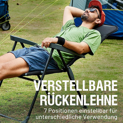 TIMBER RIDGE Klappstuhl Hochlehner Verstellbar Gepolstert - Schwarz