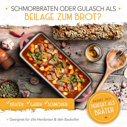 KRUSTENZAUBER Emaille Gusseisen Brotbackform mit Deckel 28cm