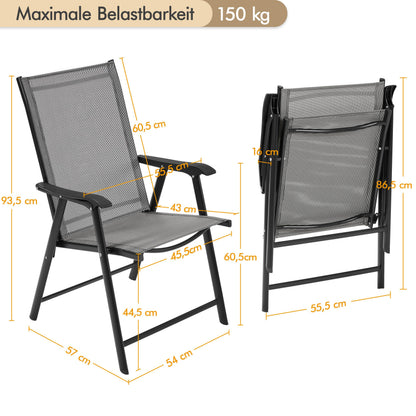 Yaheetech Gartenstühle 4er Set, klappbare Hochlehner bis 150 kg, Grau