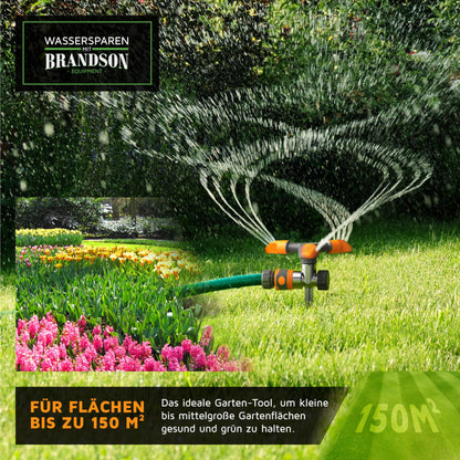Brandson 4x Rasensprinkler 3-Fach – 360° Rasensprenger mit Erdspiess