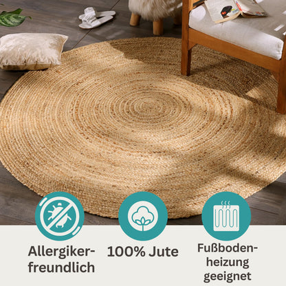 MY-RUG Nitin Juteteppich - Rund 150cm Braun Outdoor
