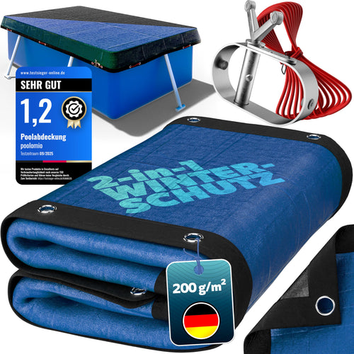 Poolomio 2in1 Pool Winterabdeckung - rechteckig 700x400 cm