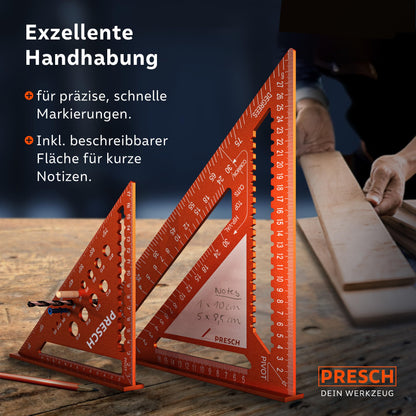 Presch Zimmermannswinkel Set 180 mm & 300 mm aus Aluminium