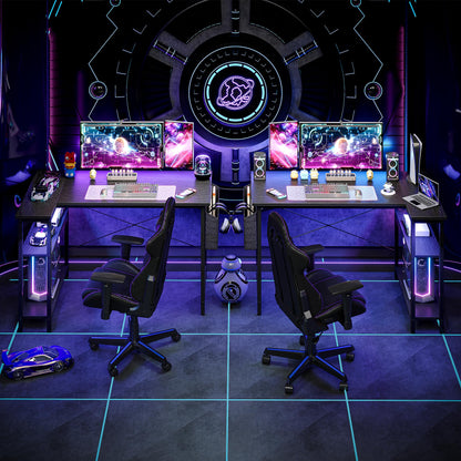 BEXEVUE L-förmiger Gaming Tisch - 100x70 cm Schwarz mit Ablagen