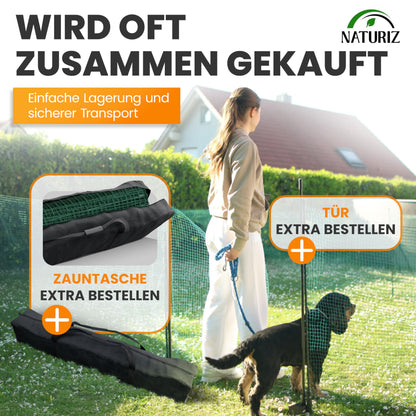 NATURIZ® Mobiler Hundezaun Camping 20m - 90cm ohne Strom