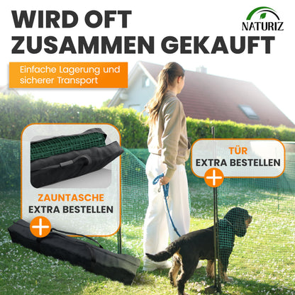 Naturiz mobiler Weidezaun & Hundezaun 25m, 90cm hoch, ohne Strom