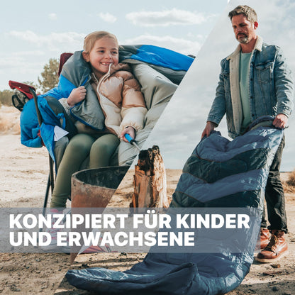 MalloMe Camping-Schlafsack 10–25 °C für Erwachsene und Kinder, Grau