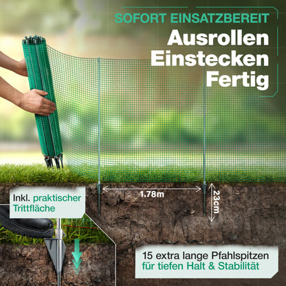 Smabix® Mobiler Zaun zum Einstecken Komplett-Set - 25m x 90cm