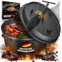 BBQ BEN Dutch Oven Set 9 Liter - eingebrannter Gusseisen Feuertopf