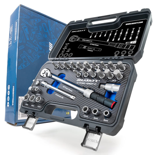 HASKYY Drehmomentschlüssel Set – 3/8" 5-60Nm für Motorräder. Metallschlüssel für präzises Anzugsdrehmoment.