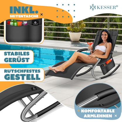 KESSER Sonnenliege Relaxliege ergonomisch mit Kopfkissen, anthrazit