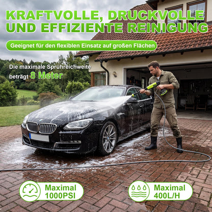 VOERJIA Akku-Hochdruckreiniger 21V 70 Bar mit 2 Akkus und 6-in-1 Düse