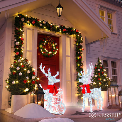 KESSER LED Rentiere mit Schlitten 240er weiss – Aussen & Innen