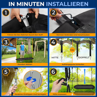 SereneLife Nestschaukel Oval 170 cm, Schaukel bis 317 kg, Schwarz